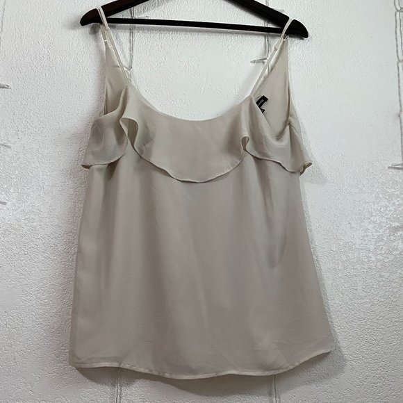 Foreign Exchange Beige flowy shirt sz L - Picture 1 of 7